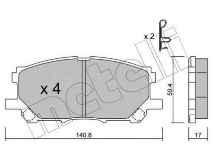 Колодки гальмівні (передні) Lexus RX 03-09 Metelli 22-0618-0