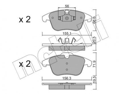 Колодки гальмівні (передні) Land Rover Freelander/Range Rover 06- Metelli 22-0675-6 (фото 1)