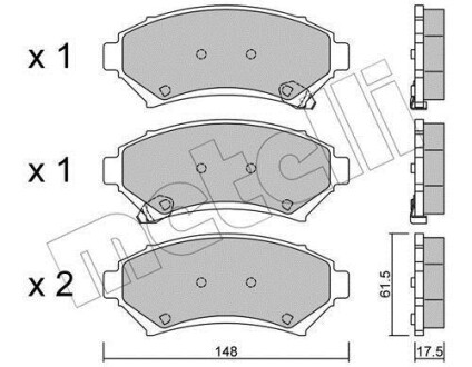 Тормозные колодки дисковые, комплект Metelli 22-0696-0