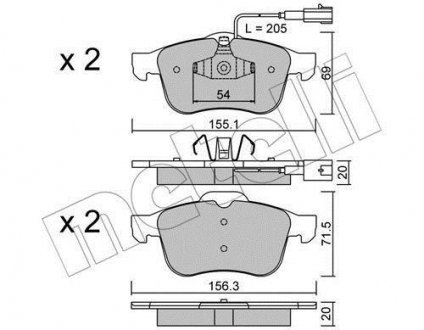 Колодки гальмівні (передні) Alfa Romeo Giulietta 10-20 Metelli 22-0703-1