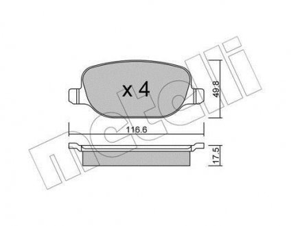 Колодки гальмівні (задні) Alfa Romeo 159/Brera/Spider/Lancia Thesis 02-12 Metelli 22-0704-0