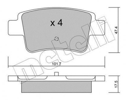 Колодки гальмівні (задні) Fiat Grande Punto 05-/Opel Corsa D 06-14 Metelli 22-0705-0