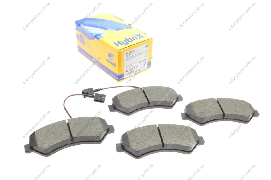 Колодки гальмівні (передні) Citroen Jumper/Fiat Ducato/Peugeot Boxer 06- R16 (з датчиком) Metelli 22-0709-1 (фото 1)