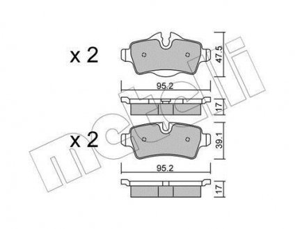 Колодки гальмівні (задні) Mini (R56)/Roadster (R59)/Clubman (R55) 06-06 Metelli 22-0769-0