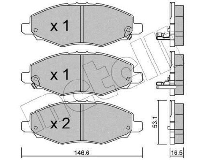 Тормозные колодки дисковые, комплект Metelli 22-0798-0