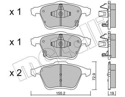 Тормозные колодки дисковые, комплект Metelli 22-0805-0