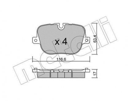 Колодки гальмівні (задні) Land Rover Range Rover III/Sport I/II 09- Metelli 22-0837-0