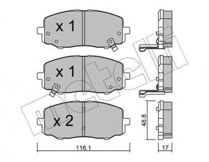 Колодки гальмівні (передні) Hyundai i20 08-15 Metelli 22-0912-0 (фото 1)