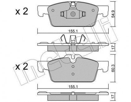 Колодки гальмівні (передні) Peugeot 508 I 10-18 Metelli 22-0916-0