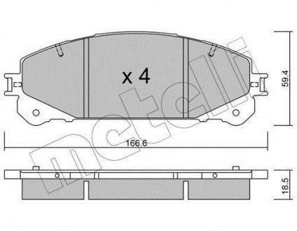 Колодки гальмівні (передні) Lexus NX 14-/Toyota Rav 4 12- Metelli 22-0938-1 (фото 1)