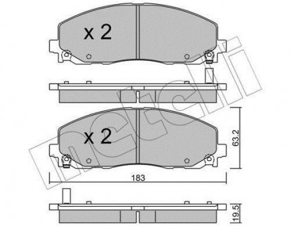 Колодки гальмівні (передні) Jeep Wrangler 2.0/2.2 17- Metelli 22-0946-0