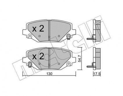 Колодки гальмівні (задні) Chrysler Grand Voyager 07-/Fiat Freemont 11- Metelli 22-0947-0 (фото 1)