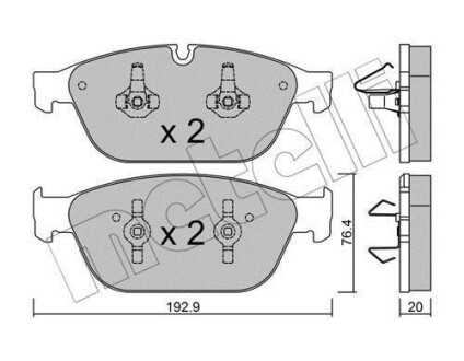 Тормозные колодки дисковые, комплект Metelli 22-0954-0