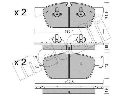 Колодки гальмівні (передні) MB M-class/GLE (W166) 11-18/GL-class (X166) 12-19 Metelli 22-0967-0 (фото 1)