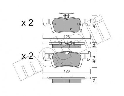 Колодки гальмівні (задні) Ford Fiesta 1.0 EcoBoost 17- Metelli 22-0986-1 (фото 1)