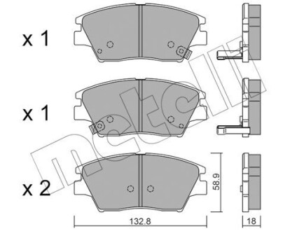 Тормозные колодки дисковые, комплект Metelli 22-1098-0