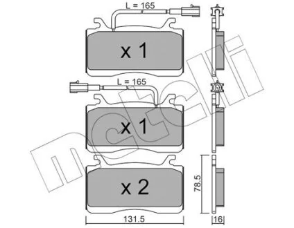 Тормозные колодки дисковые, комплект Metelli 22-1141-0