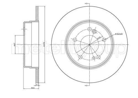 Тормозной диск задний невентилируемый Metelli 23-0277C