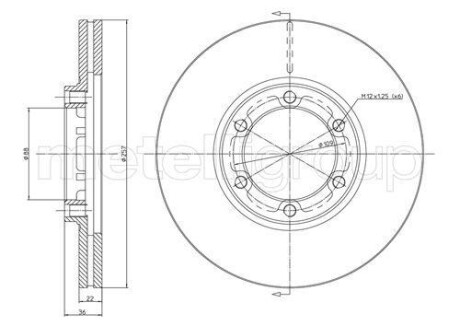 Тормозной диск передний вентилируемый Metelli 23-0351