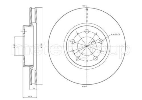 Тормозной диск передний вентилируемый Metelli 23-0375C