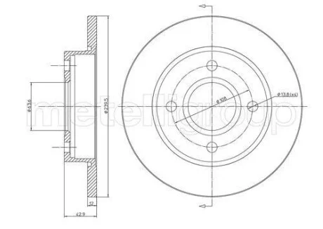 Тормозной диск передний невентилируемый Metelli 23-0377
