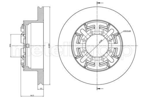 Тормозной диск задний невентилируемый Metelli 23-0477