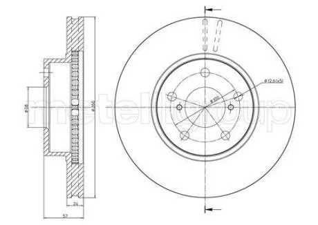 Тормозной диск передний вентилируемый Metelli 23-0495