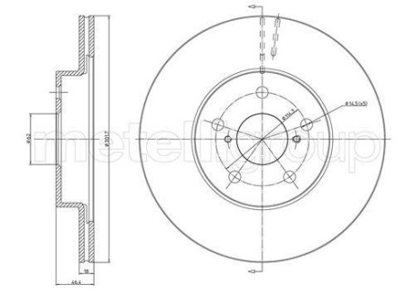 Тормозной диск передний вентилируемый Metelli 23-0509