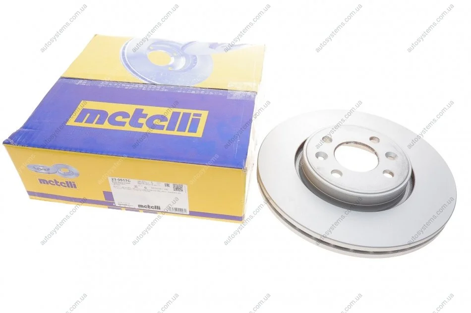 Диск гальмівний (передній) Renault Kangoo/Megane/Scenic/Clio 99-/Laguna 95-01 (280x24) (з покр)(вент) Metelli 23-0517C (фото 1)