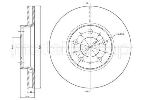 Тормозной диск передний вентилируемый Metelli 23-0560C