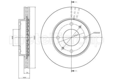 Тормозной диск передний вентилируемый Metelli 23-0591