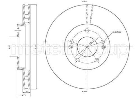 Тормозной диск передний вентилируемый Metelli 23-0593C