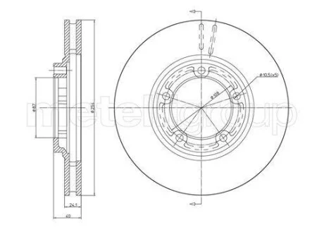 Тормозной диск передний вентилируемый Metelli 23-0596