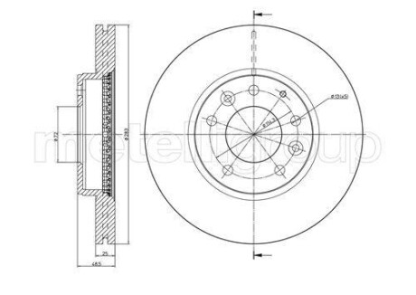 Тормозной диск передний вентилируемый Metelli 23-0621C