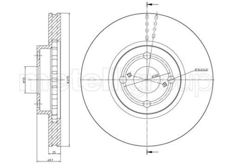 Тормозной диск передний вентилируемый Metelli 23-0638C