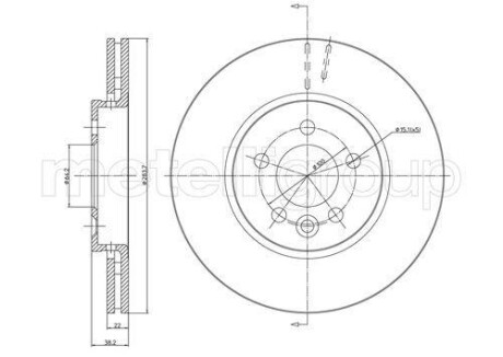 Тормозной диск передний вентилируемый Metelli 23-0643