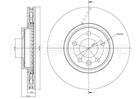 Тормозной диск передний вентилируемый Metelli 23-0727C