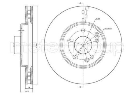 Тормозной диск передний вентилируемый Metelli 23-0753C