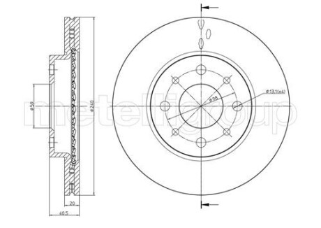 Тормозной диск передний вентилируемый Metelli 23-0754C