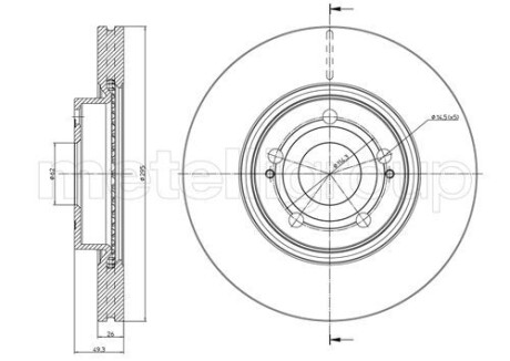 Тормозной диск передний вентилируемый Metelli 23-0772C