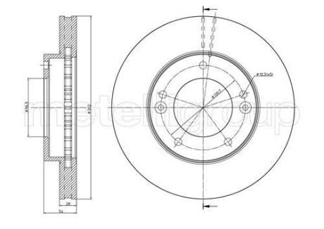 Тормозной диск передний вентилируемый Metelli 23-0776C