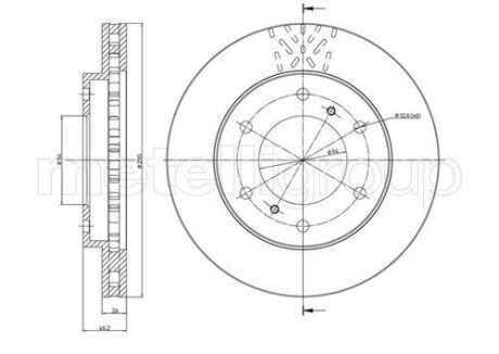 Тормозной диск передний вентилируемый Metelli 23-0777C