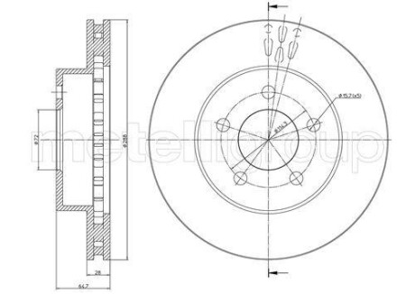 Тормозной диск передний вентилируемый Metelli 23-0781C