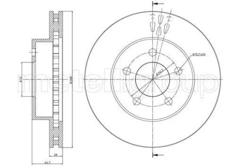 Тормозной диск передний вентилируемый Metelli 23-0781C