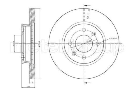 Тормозной диск передний вентилируемый Metelli 23-0788