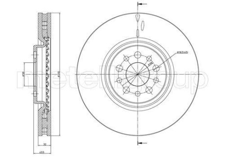 Тормозной диск передний вентилируемый Metelli 23-0821C