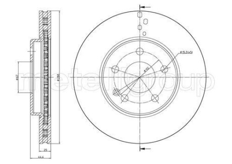 Тормозной диск передний вентилируемый Metelli 23-0832C