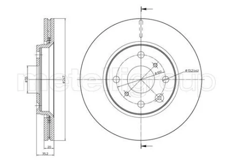 Тормозной диск передний вентилируемый Metelli 23-0834C