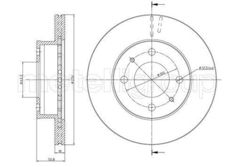 Тормозной диск передний вентилируемый Metelli 23-0836