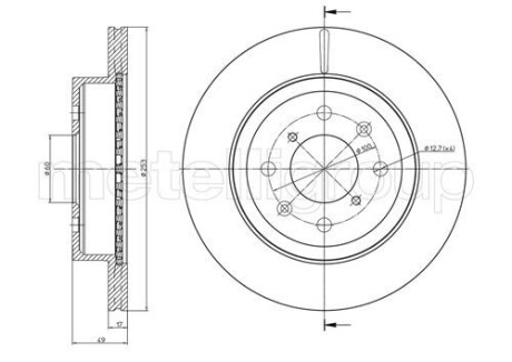 Тормозной диск передний вентилируемый Metelli 23-0839C